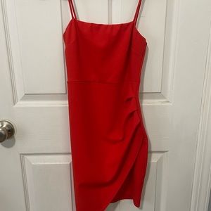 red mini dress with scrunch onside NWOT